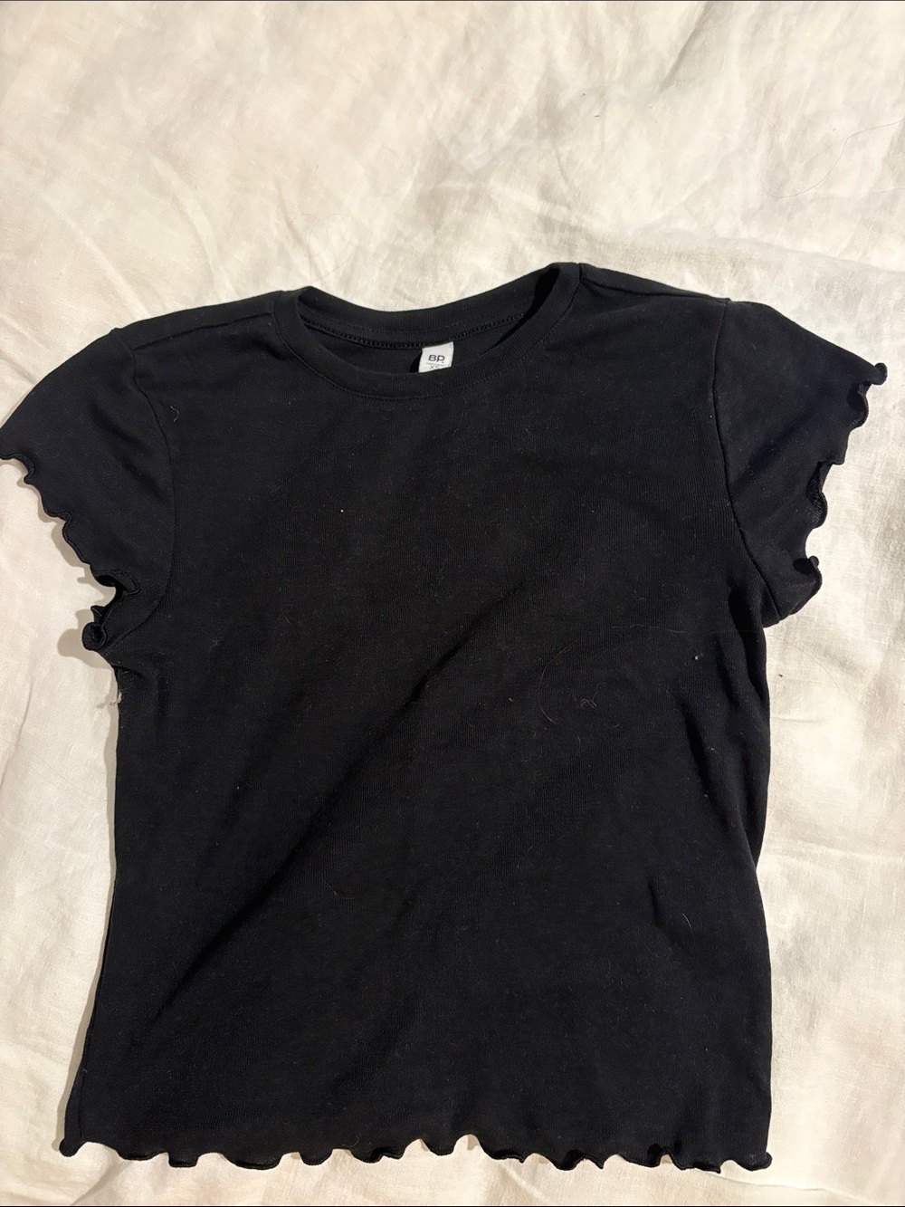 bp Black Short Sleeve Tee with Lettuce Edge